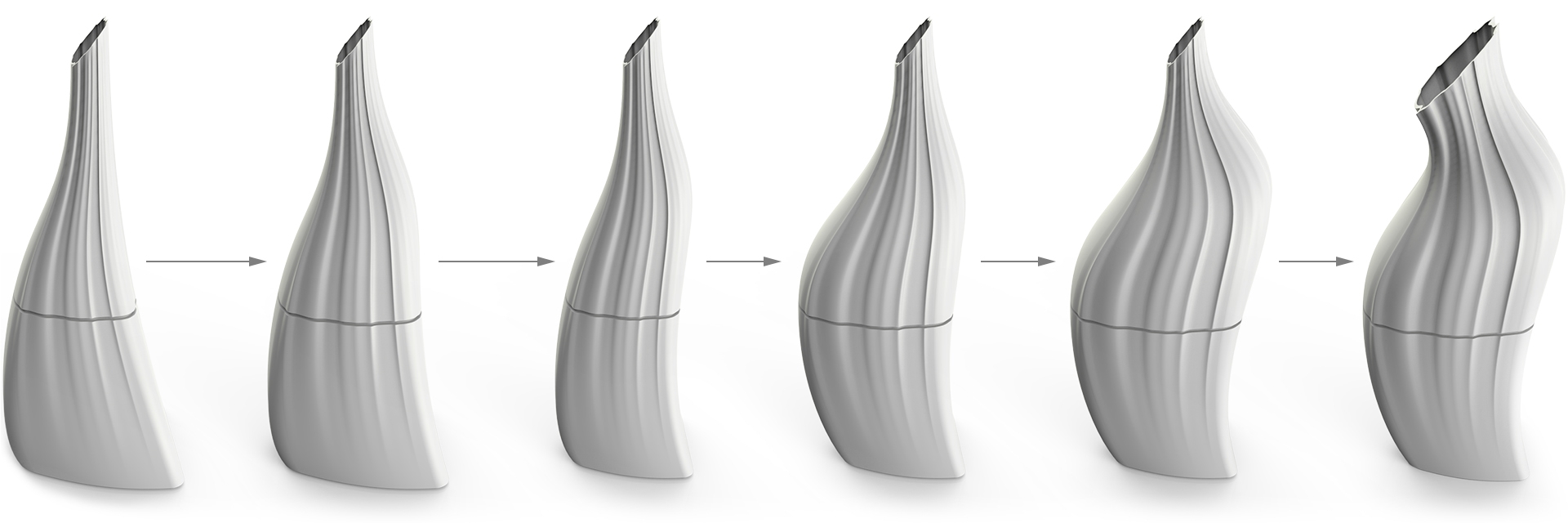 Progressively changing the urn shape through parametric design.