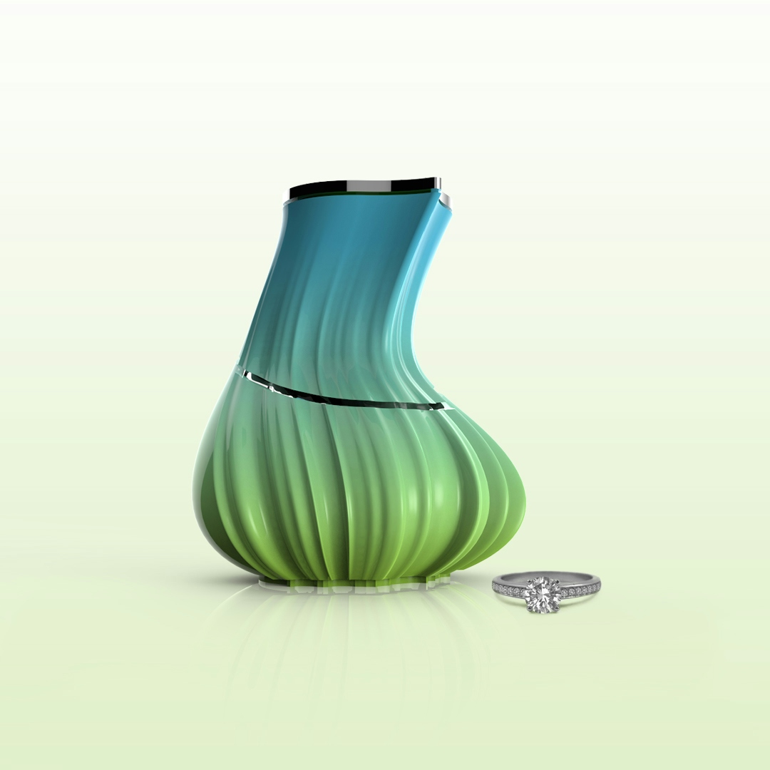 Customisable urn with dual function as jewellery container.