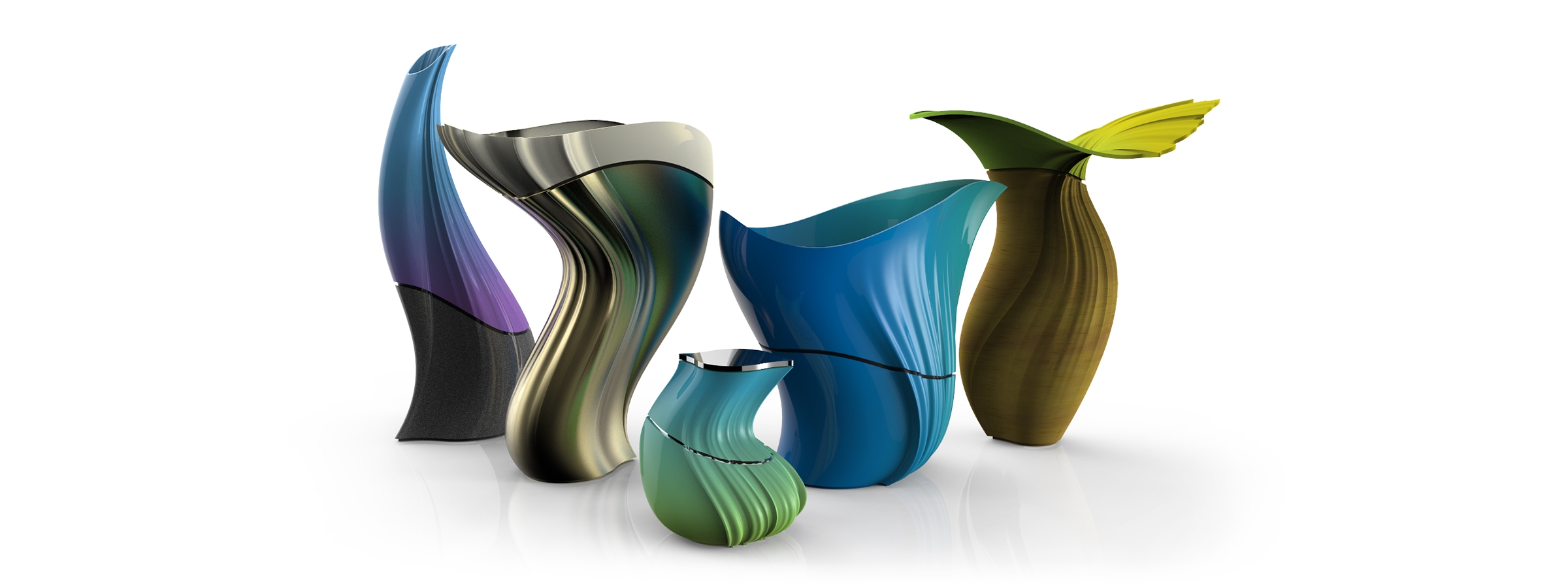 Customisable urns with elegant surface patterns.