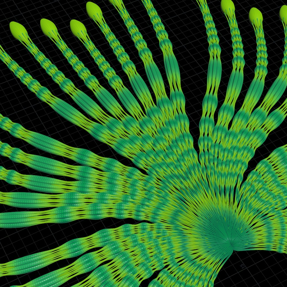 Screenshot from Houdini showing internal tendril structures.